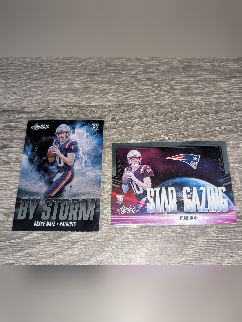 Drake Maye Patriots Football Card Set - Blue & Purple Both Rookie Cards